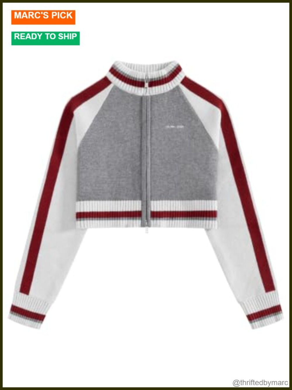 Women's Zip Up Cardigan Sweater Crop Knit Long Sleeve Varsity Streetwear